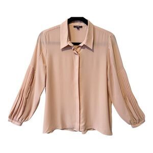 Code By Lifestyle Pink Hidden Button Pleated Sleeve Feminine Blouse Size 14